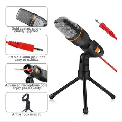 Microfone Condensador C- Tripé P- Gravação Profissional, Podcast, Videochamadas