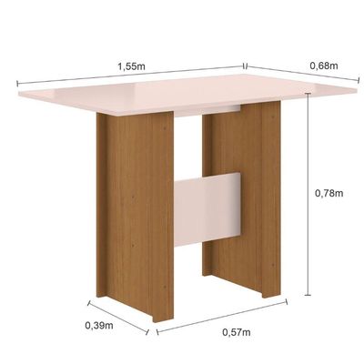 Mesa De Jantar 4 Lugares Milano Poliman Móveis Carvalho Com Off White