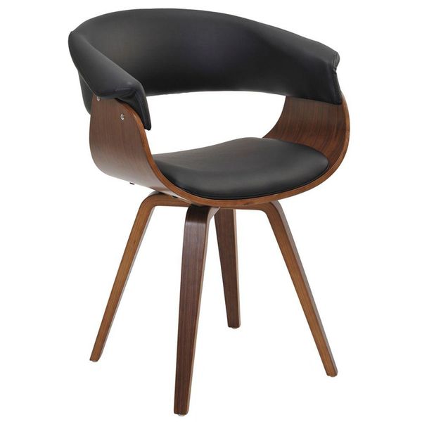 Cadeira Decorativa para Escritório Recepção Ohana Fixa PU Sintético Preto - Gran Belo