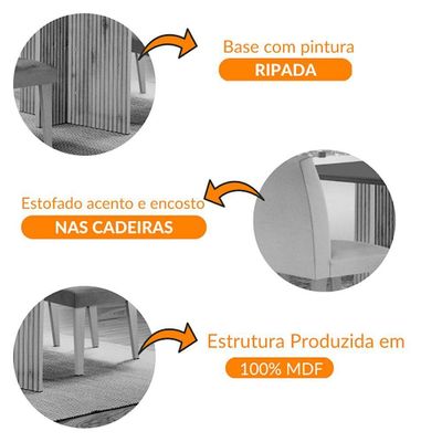 Mesa Olimpia 120 Mdf Canto Copo Com 4 Cadeiras Grecia