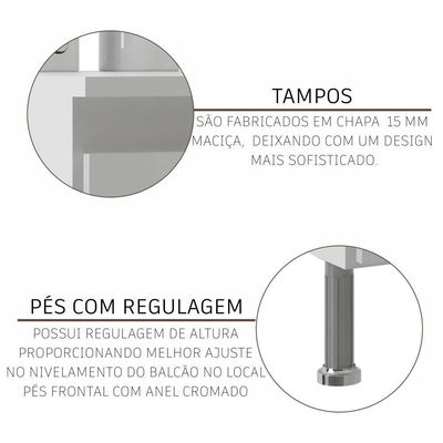 Cozinha Modulada Completa Fidelitá Viena 6 Peças 375cm 14 Portas 3 Gavetas Com Tampo Branco