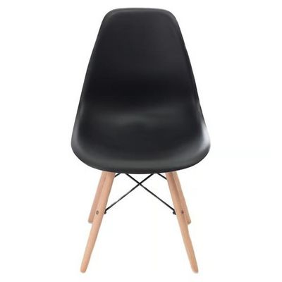 Conjunto De Mesa De Jantar Eames Eiffel Redonda 110cm Tampo De Madeira Preto Com 4 Cadeiras Pretas
