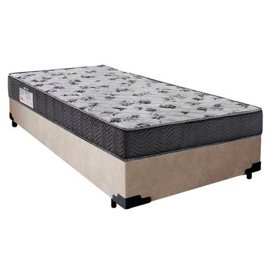 Cama Box Solteiro Suede + Colchão De Espuma D33 - Sereneprime - 88cm Bege