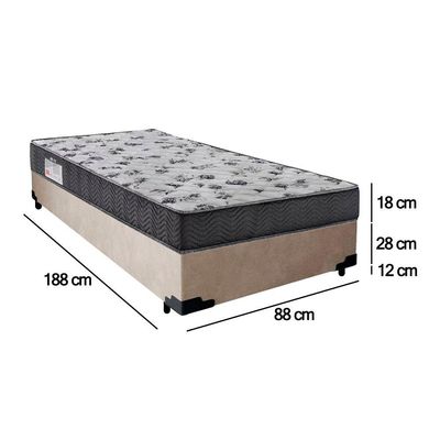 Cama Box Solteiro Suede + Colchão De Espuma D33 - Sereneprime - 88cm Bege