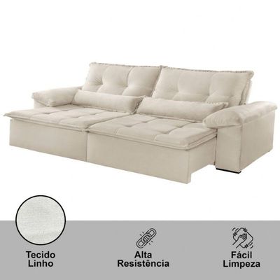 Sofá San Andreas Linho 02 Módulos 80cm B25cm Meu Sofá Online A302 Linho Branco