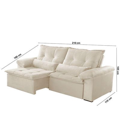 Sofá San Andreas Linho 02 Módulos 80cm B25cm Meu Sofá Online A302 Linho Branco