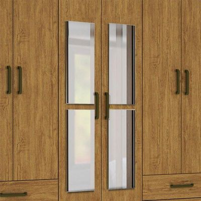 Guarda Roupa Casal 6 Portas 4Gavetas e Espelho Freijó/Branco