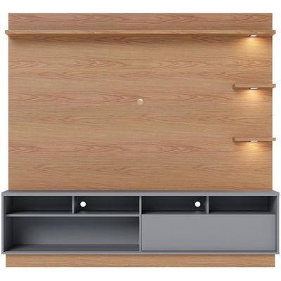 Estante Painel Para TV 70 Pol com LED Itapema C04 Freijó Cinza Fosco - Lyam Decor