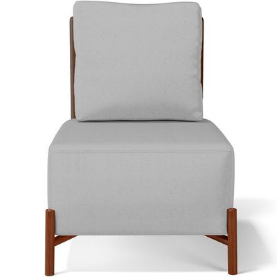 Poltrona Decorativa Sala de Estar Living Pés Madeira Hungria L02 Couríssimo Marrom Linho Cinza - Lyam
