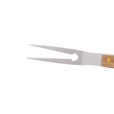 Garfo Para Churrasco Aço Inox E Cabo Bambu 38 Cm Lyor