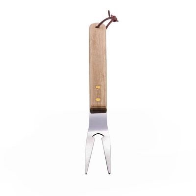 Garfo Para Churrasco Aço Inox E Cabo Bambu 38 Cm Lyor