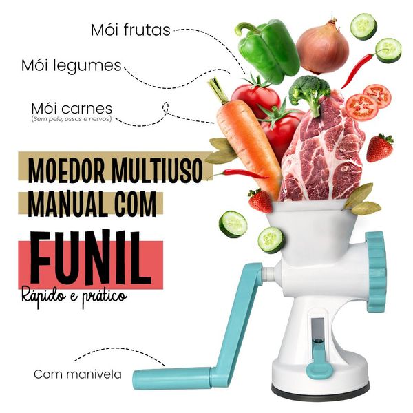 Moedor de Carne Manual com Manivela Moagem Fina e Grossa