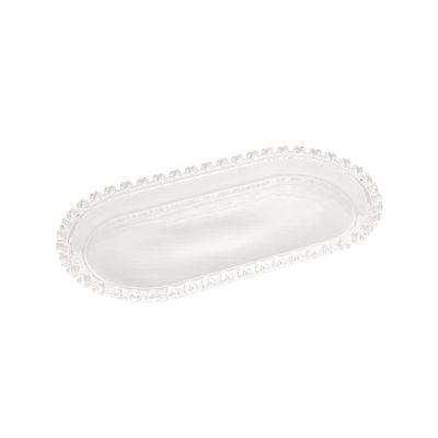 Travessa Oval De Cristal Transparente Coração 25x13x2,5cm