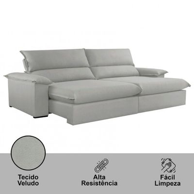 Sofá Filadélfia Veludo 02 Módulos 90cm B25cm Meu Sofá Online B026 Veludo Prata