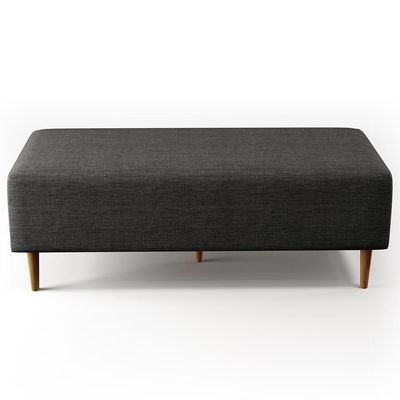 Puff Sala De Estar Pés Palito 120x50 Cm Linho Cinza Escuro