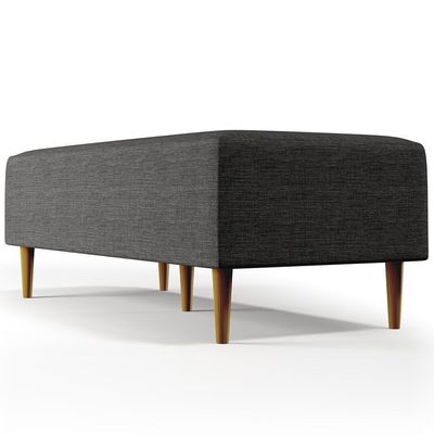 Puff Sala De Estar Pés Palito 120x50 Cm Linho Cinza Escuro