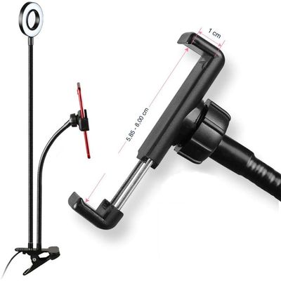 Iluminador Ring Light Suporte Articulado de Mesa Live para Celular Smartphone com Controle 2 em 1 GARRA