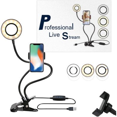 Iluminador Ring Light Suporte Articulado de Mesa Live para Celular Smartphone com Controle 2 em 1 GARRA
