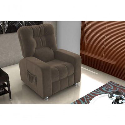 Poltrona Matrix Reclinável Azera - Veludo Marrom Escuro