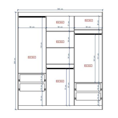Guarda Roupa Casal 3 Portas 4 Gav Espelho Branco Carraro