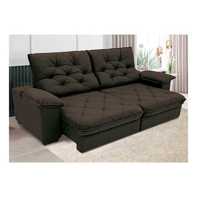 Sofá 4 Lugares Linoforte Luggero Retrátil e Reclinável Revestido em Tecido Suede com 230cm de Largura Marrom