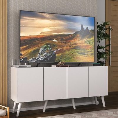 Rack Retrô Para Tv Até 50 Polegadas Com Mp1071 Branco Branco