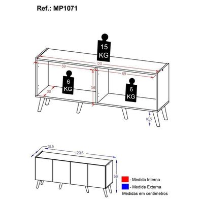Rack Retrô Para Tv Até 50 Polegadas Com Mp1071 Branco Branco