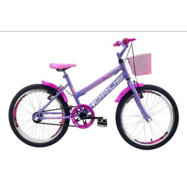 Bicicleta Infantil Aro 20 Feminina - Route Bike - Aro Aero Horus - Cestinha Lilás