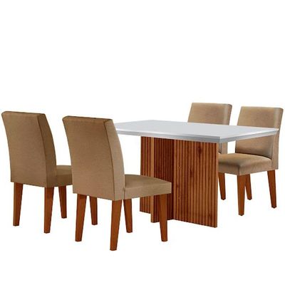 Mesa Olimpia 120 Mdf Canto Copo Com 4 Cadeiras Grecia