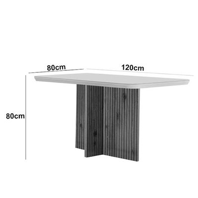 Mesa Olimpia 120 Mdf Vidro Canto Copo Com 4 Cadeiras