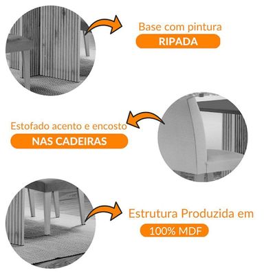 Mesa Olimpia 120 Mdf Canto Copo Com 4 Cadeiras Grecia