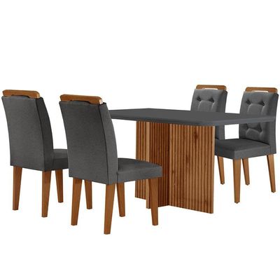 Mesa Olímpia 120cm Mdf Canto Copo Com 4 Cadeiras Carol