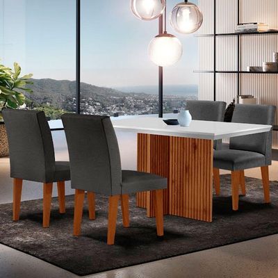 Mesa Olimpia 120 Mdf Canto Copo Com 4 Cadeiras Grecia
