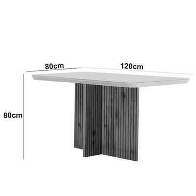 Mesa Olimpia 120 Mdf Vidro Canto Copo Com 4 Cadeiras