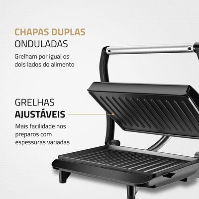 Sanduicheira E Grill Mondial Press Antiaderente Preto-inox 127 V