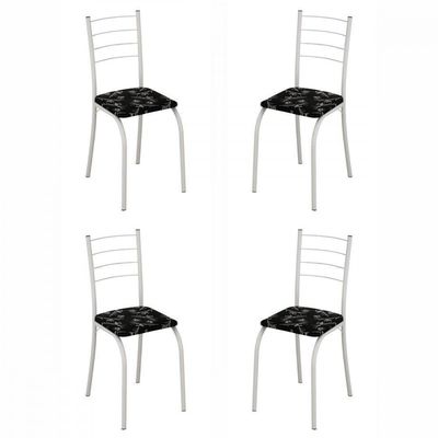 Conjunto De 4 Cadeiras Rio Liso Branco Assento Preto Lirio Teixeira Branco/preto
