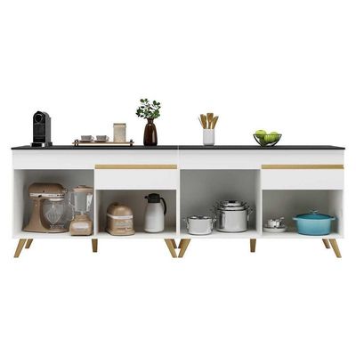 Kit Armário Cozinha Veneza Multimóveis Mp2159 Branco/dourado