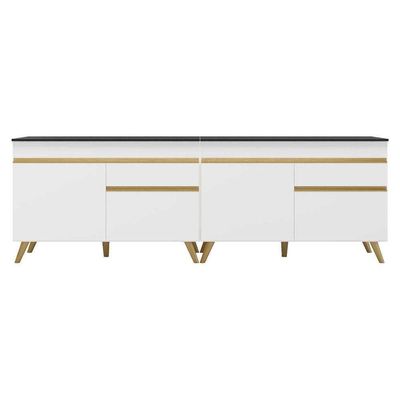 Kit Armário Cozinha Veneza Multimóveis Mp2159 Branco/dourado