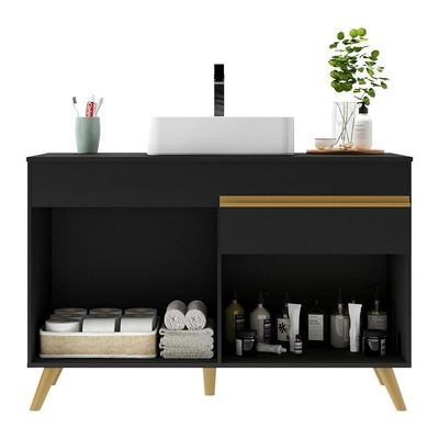 Gabinete Banheiro 2 Portas E 1 Gav Retrô 70cm Mp5025 Preto