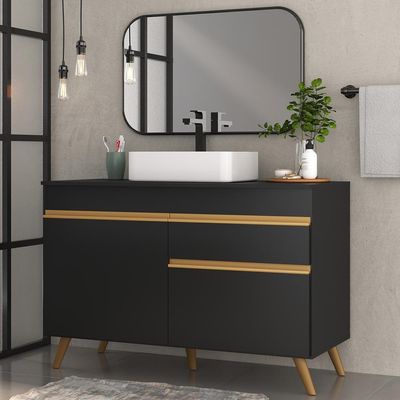 Gabinete Banheiro 2 Portas E 1 Gav Retrô 70cm Mp5025 Preto