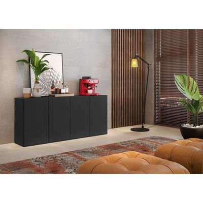 Aparador Buffet 4 Portas Veneza Multimóveis V3555 Preto Preto