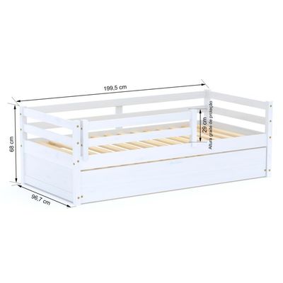 Bicama Infantil Eco  Madeira Maciça Branco