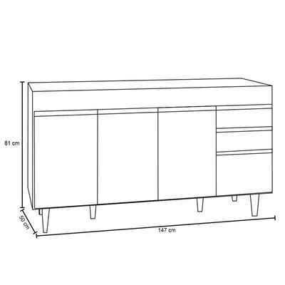 Balcão Gabinete Para Pia Sem Tampo 150cm Marrocos Preto/cinza - Lumil