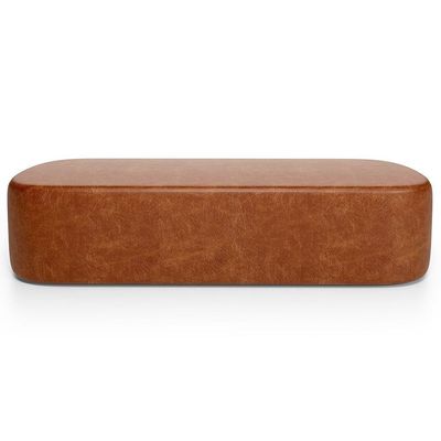 Puff Decorativo Orgânico Para Living Quarto 140cm Doha W01 Couríssimo Camel - Lyam Decor
