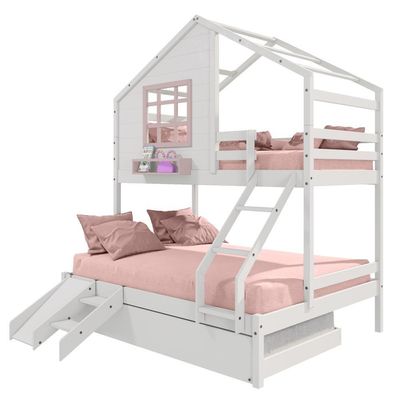 Treliche Casinha Janela Casal Escada/escorregador Rosa