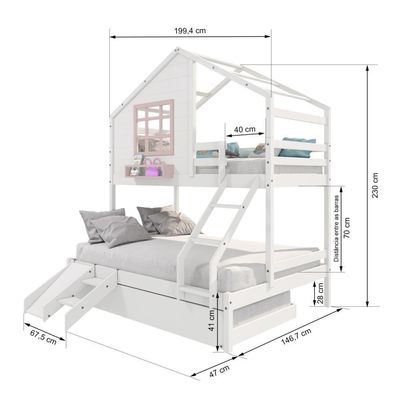Treliche Casinha Janela Casal Escada/escorregador Rosa