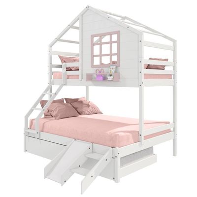 Treliche Casinha Janela Casal Escada/escorregador Rosa