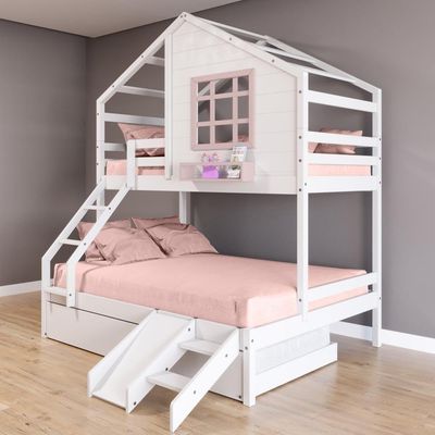 Treliche Casinha Janela Casal Escada/escorregador Rosa