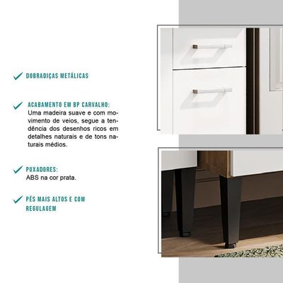 Armário Cozinha Completa ArizonaPlus Carvalho/Branco Carraro
