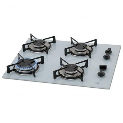 Fogão Cooktop Fischer 4 Bocas Gás Mesa Vidro - Branco 1519-5902 Bivolt